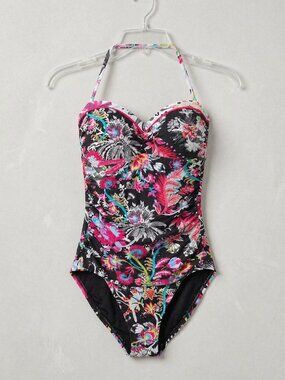 Tommy Bahama Pearl Ocean Garden Shirred One Piece Swimsuit Size 4 Tummy Control